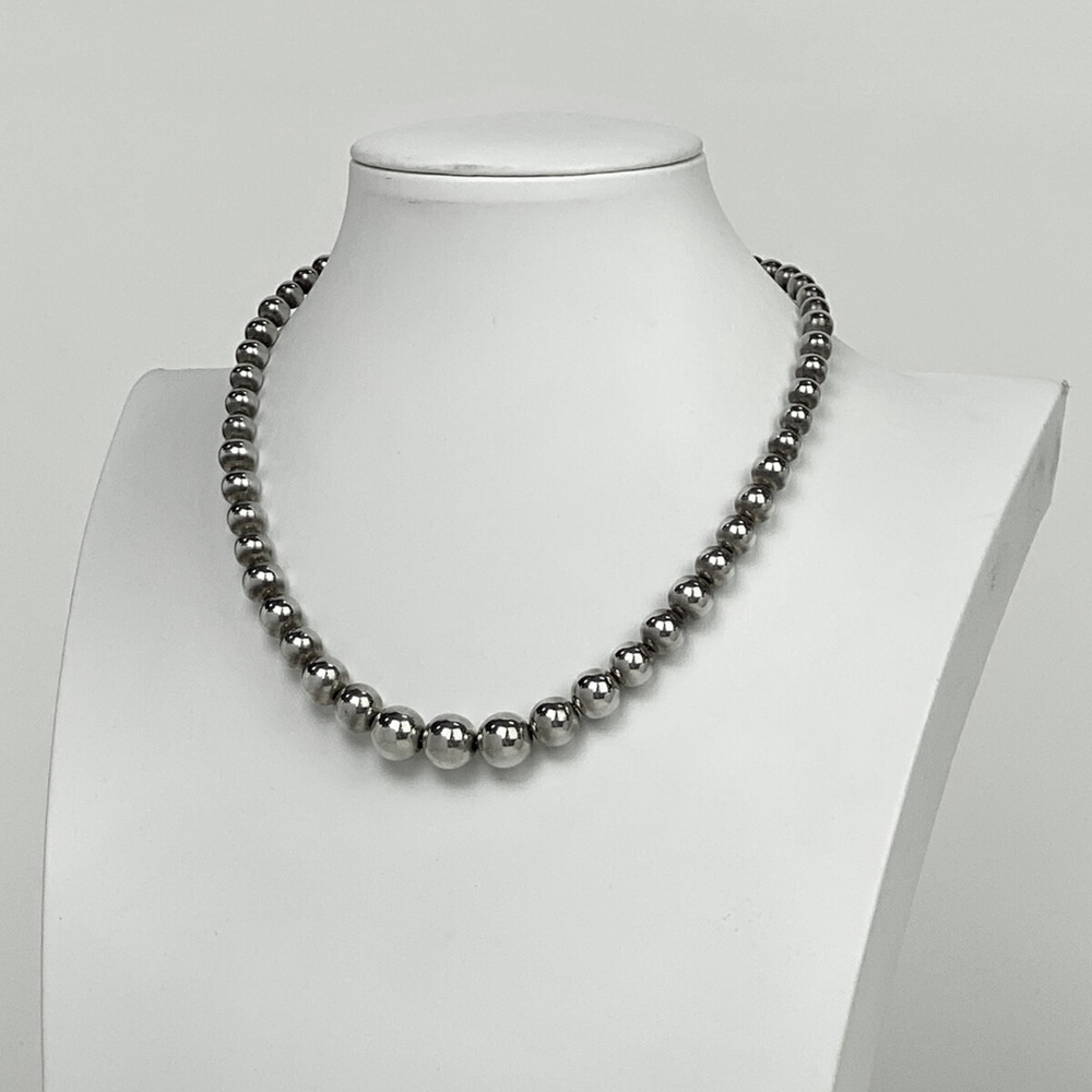 Tiffany Graduated Ball Chain Choker Necklace Silver View 4